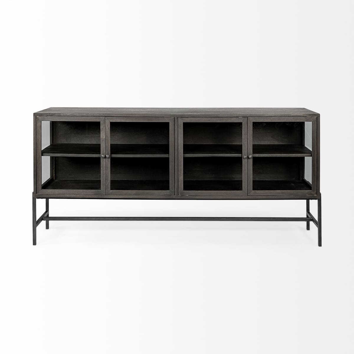 Arelius Sideboard Black-Brown Wood | Black Metal - sideboards-and-buffets