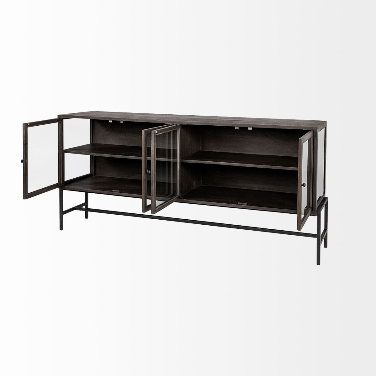 Arelius Sideboard Black-Brown Wood | Black Metal - sideboards-and-buffets