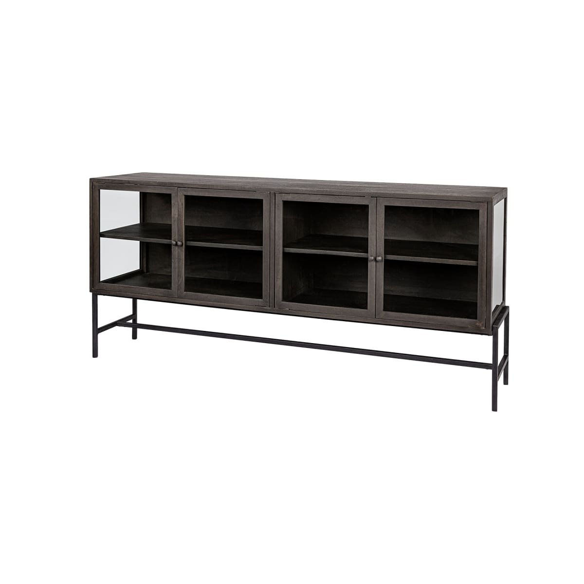 Arelius Sideboard Black-Brown Wood | Black Metal - sideboards-and-buffets