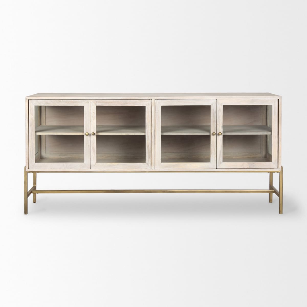 Arelius Sideboard White Wood | Gold Metal - sideboards-and-buffets