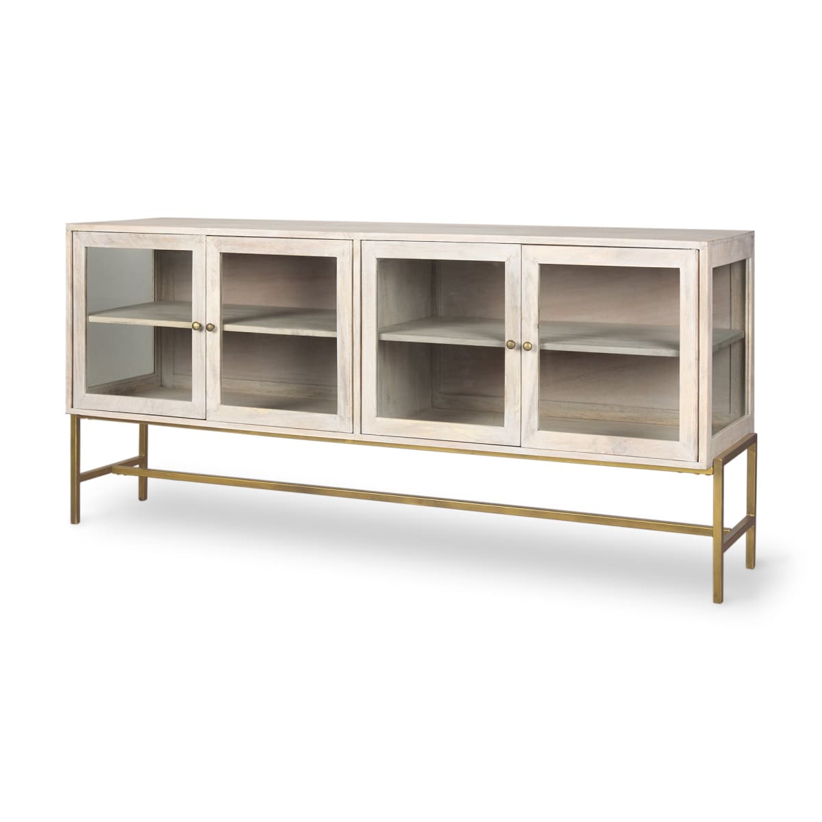 Arelius Sideboard White Wood | Gold Metal - sideboards-and-buffets