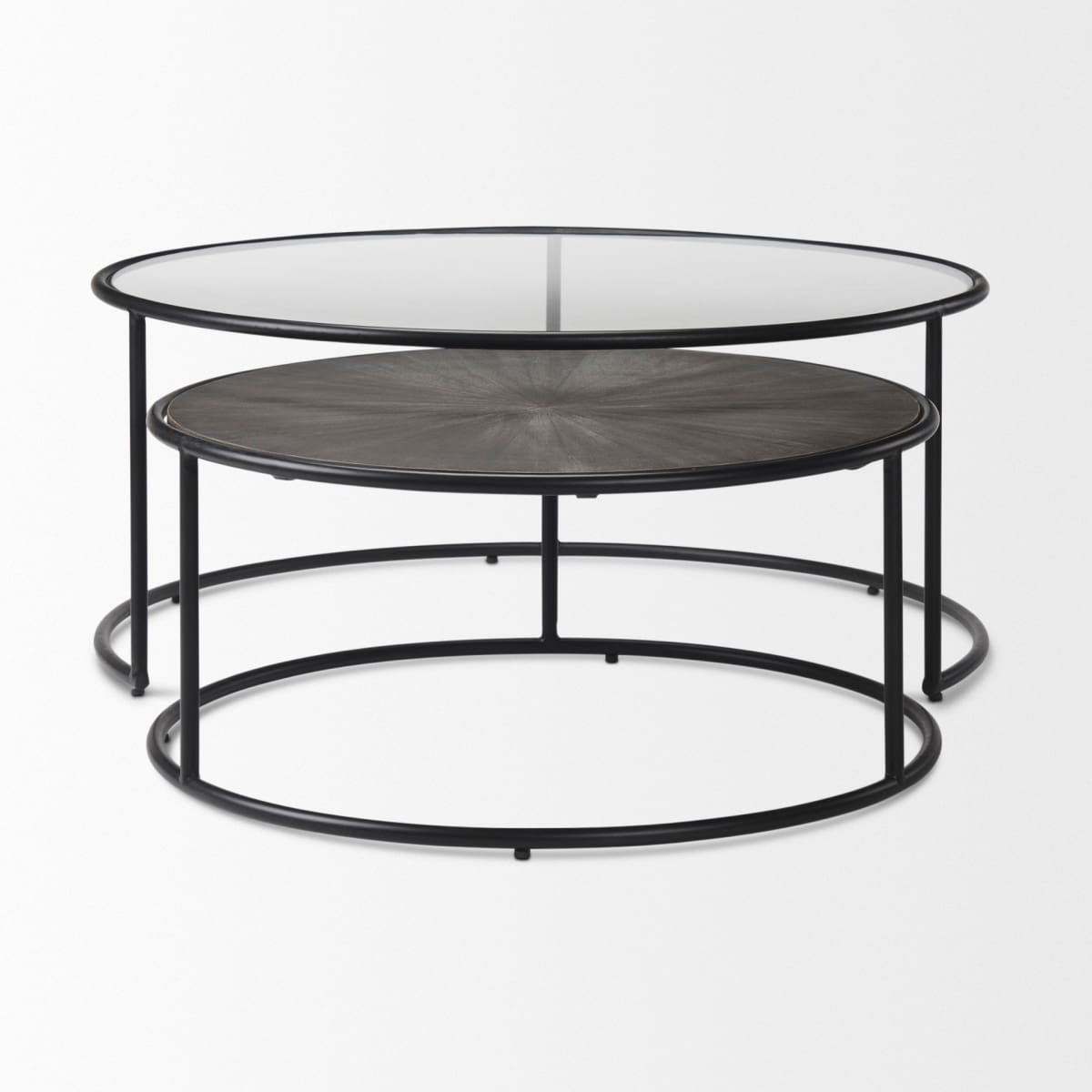Arlo Coffee Tables Dark Brown Wood | Glass | Black Metal - coffee-tables