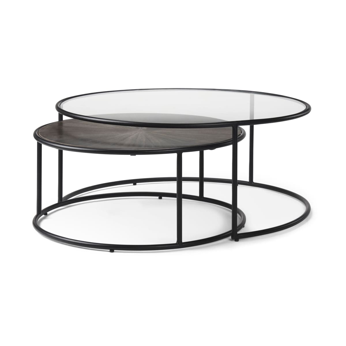 Arlo Coffee Tables Dark Brown Wood | Glass | Black Metal - coffee-tables