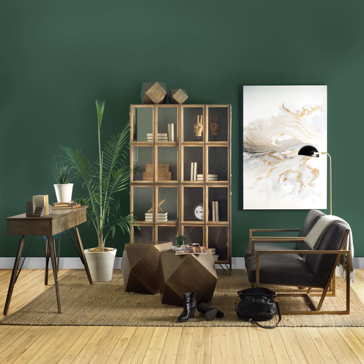 Armelle Accent Chair Black Leather | Gold Metal - accent-chairs