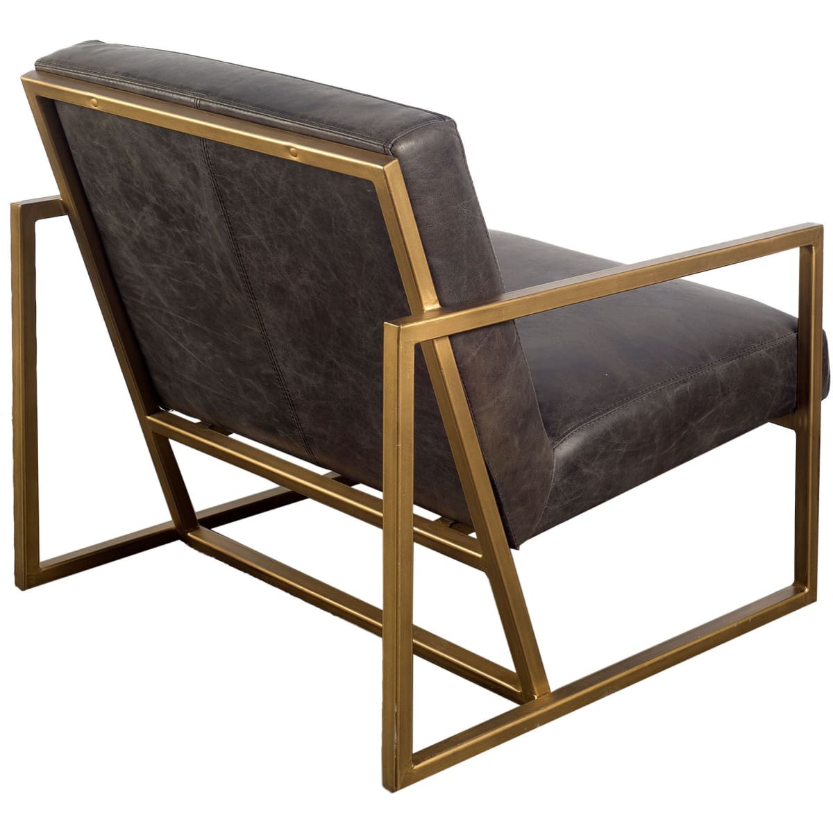 Armelle Accent Chair Black Leather | Gold Metal - accent-chairs