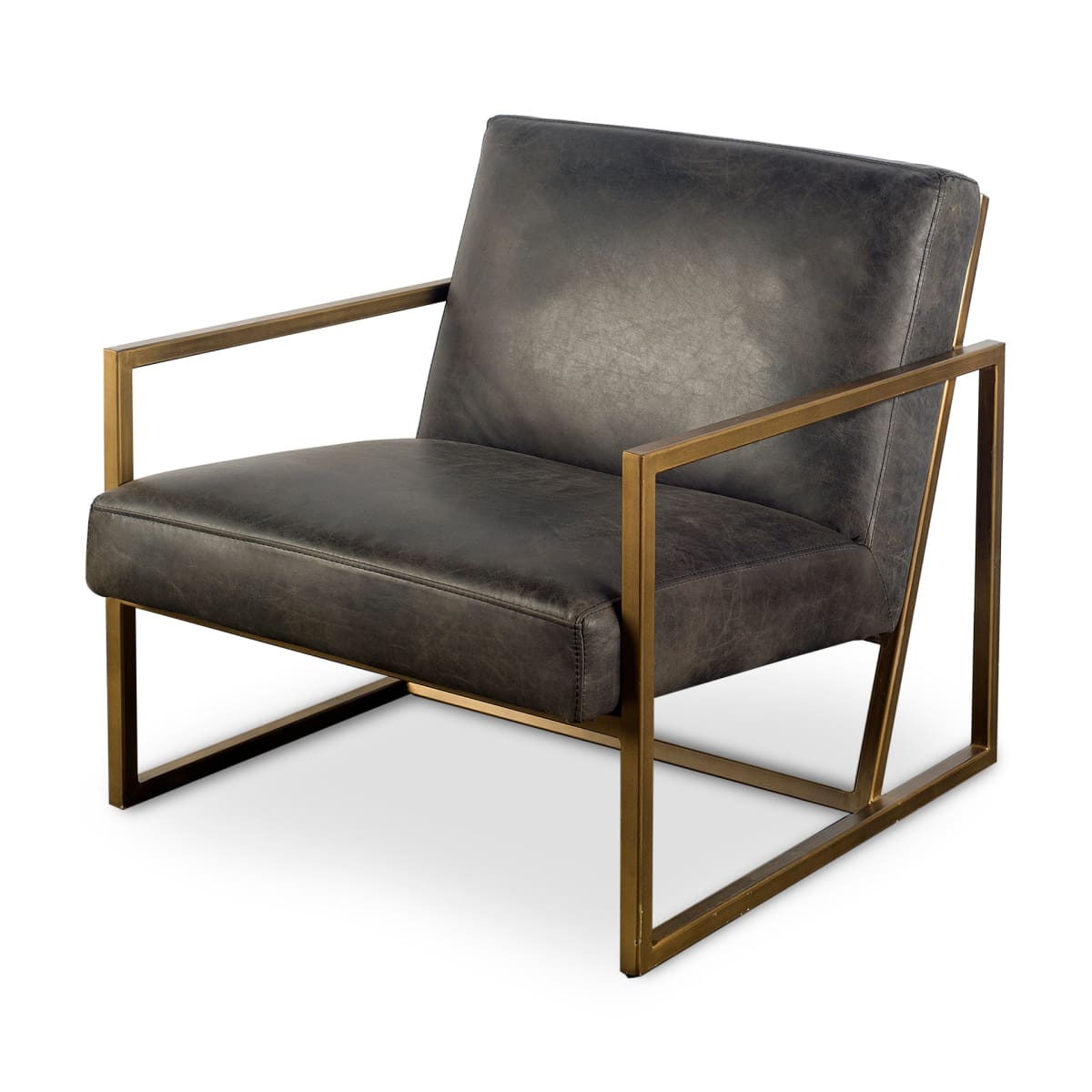 Armelle Accent Chair Black Leather | Gold Metal - accent-chairs