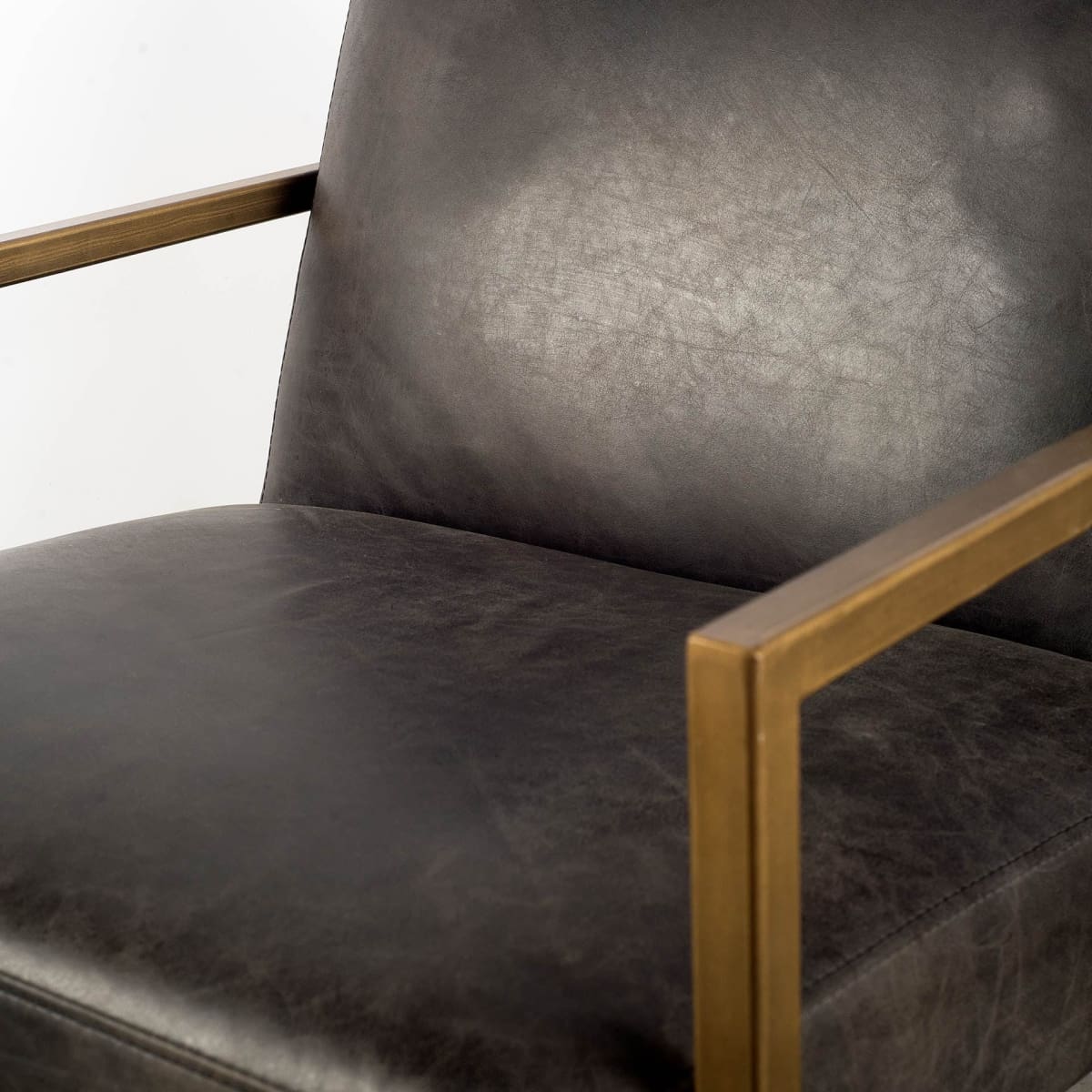 Armelle Accent Chair Black Leather | Gold Metal - accent-chairs