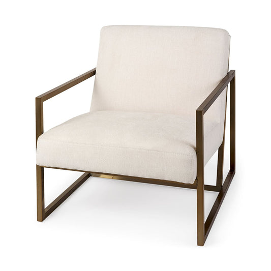 Armelle Accent Chair Cream Fabric | Gold Metal - accent-chairs