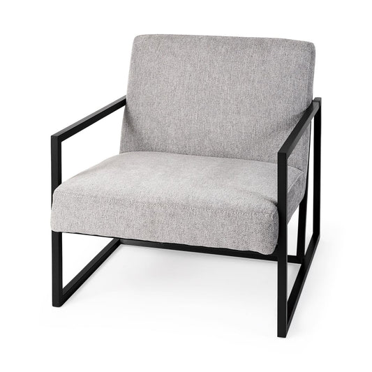 Armelle Upholstered Accent Chair Gray Fabric | Black Metal - accent-chairs