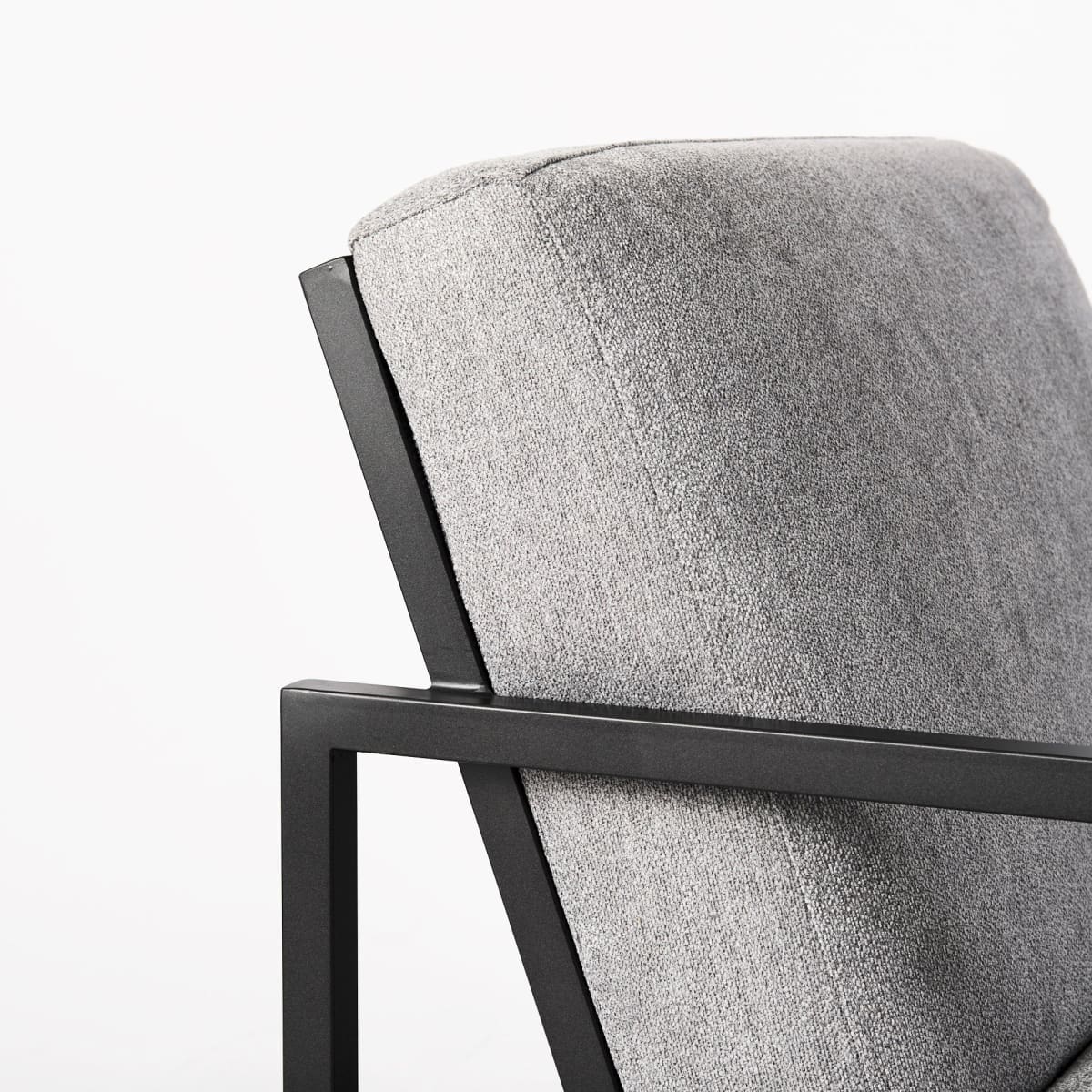 Armelle Upholstered Accent Chair Gray Fabric | Black Metal - accent-chairs