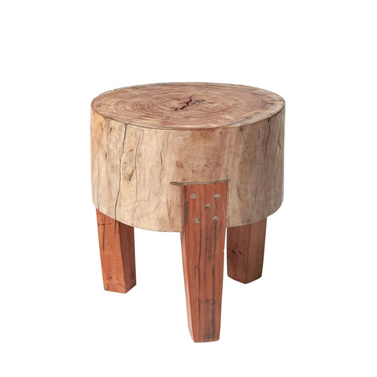 Asco Stool Reclaimed Wood | 15H - ottoman-and-poufs
