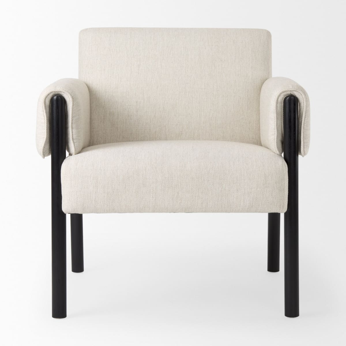 Ashton Accent Chair Beige Fabric | Black Wood - accent-chairs