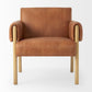 Ashton Accent Chair Brown Faux Leather | Light Wood - accent-chairs