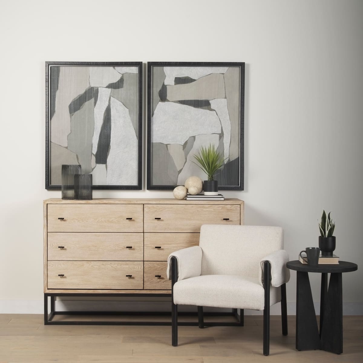 Ashton Upholstered Accent Chair Beige Fabric | Black Wood - accent-chairs