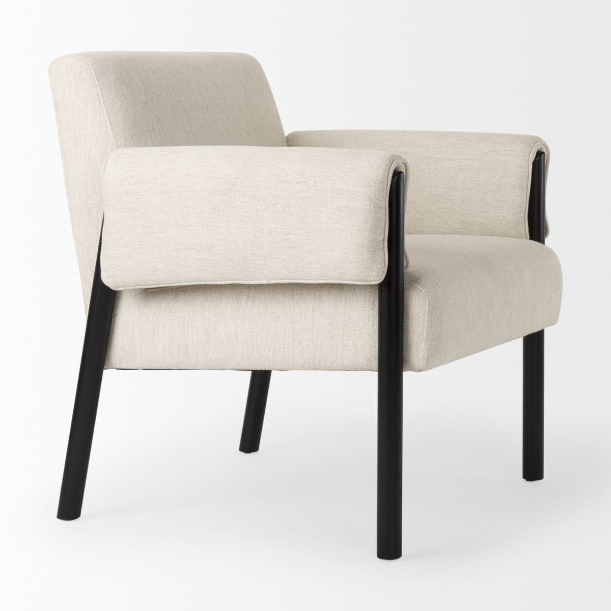 Ashton Upholstered Accent Chair Beige Fabric | Black Wood - accent-chairs