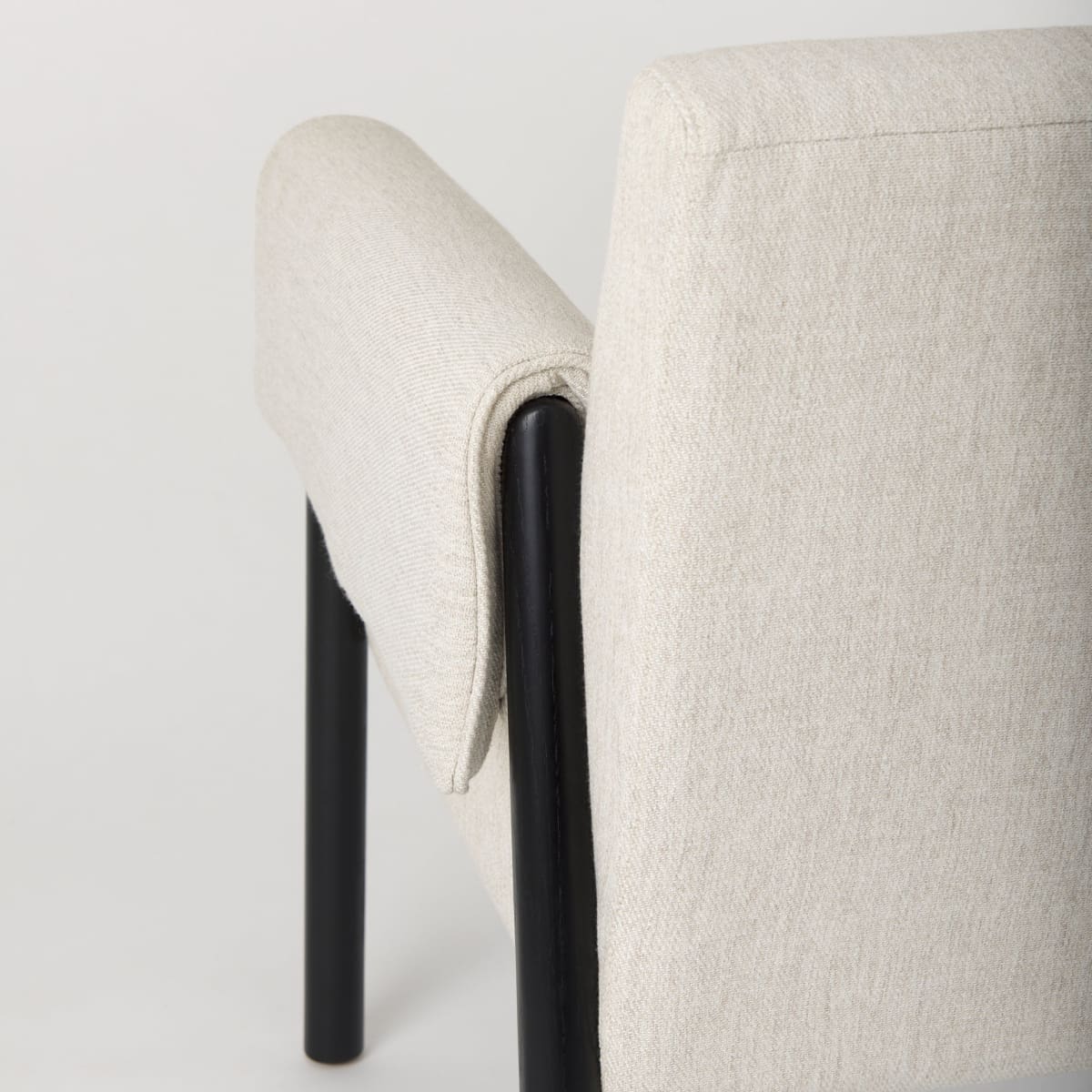 Ashton Upholstered Accent Chair Beige Fabric | Black Wood - accent-chairs