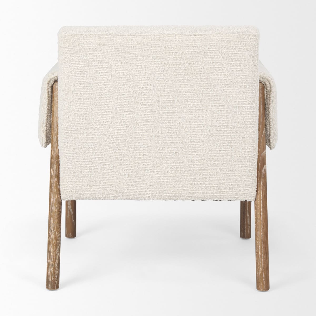 Ashton Upholstered Accent Chair Cream Bouclé Fabric | Medium Brown Wood - accent-chairs