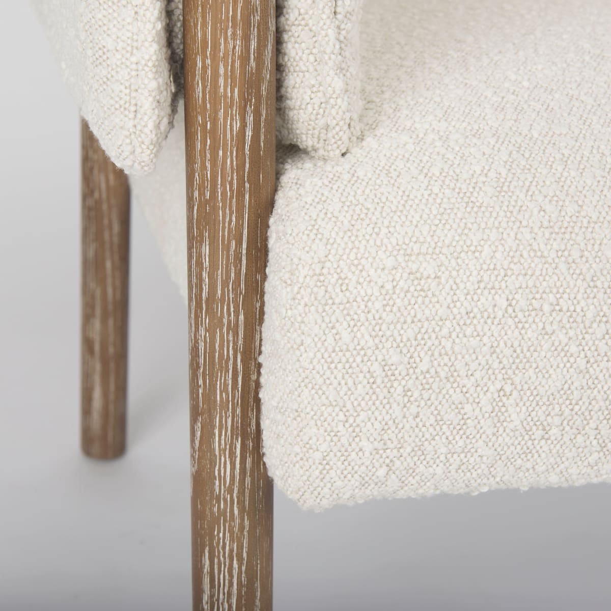 Ashton Upholstered Accent Chair Cream Bouclé Fabric | Medium Brown Wood - accent-chairs