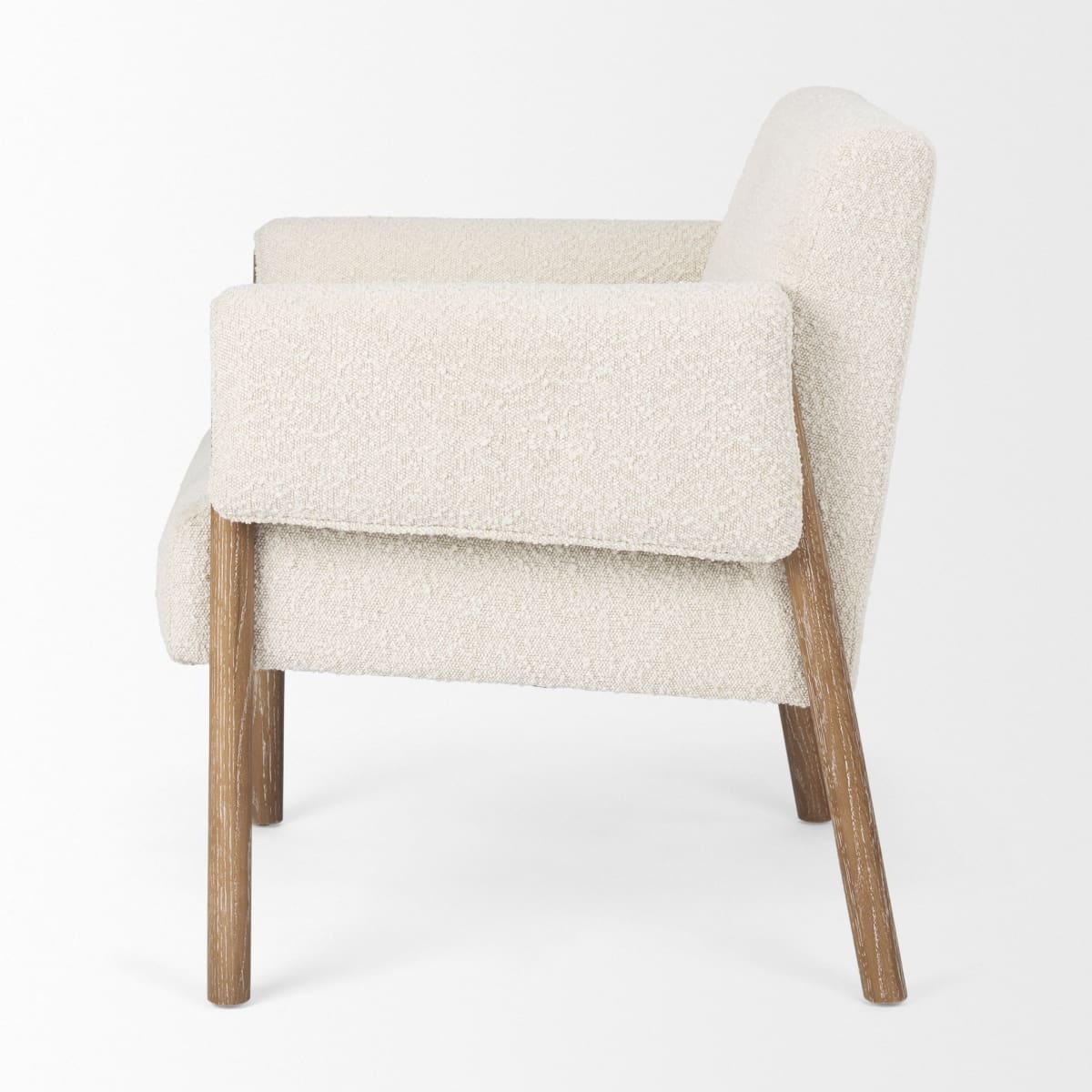 Ashton Upholstered Accent Chair Cream Bouclé Fabric | Medium Brown Wood - accent-chairs