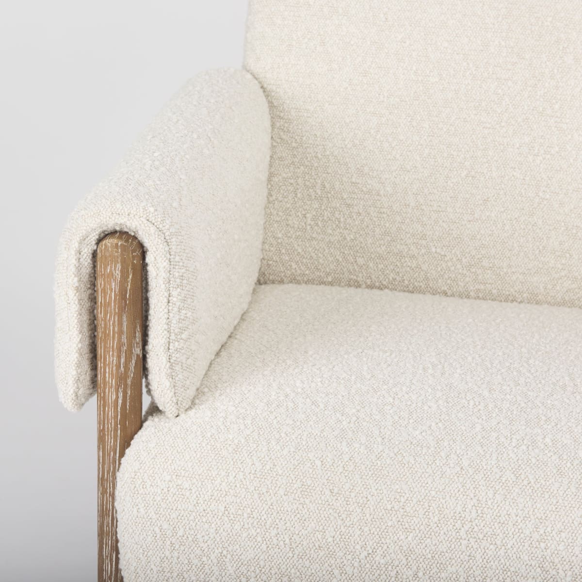 Ashton Upholstered Accent Chair Cream Bouclé Fabric | Medium Brown Wood - accent-chairs