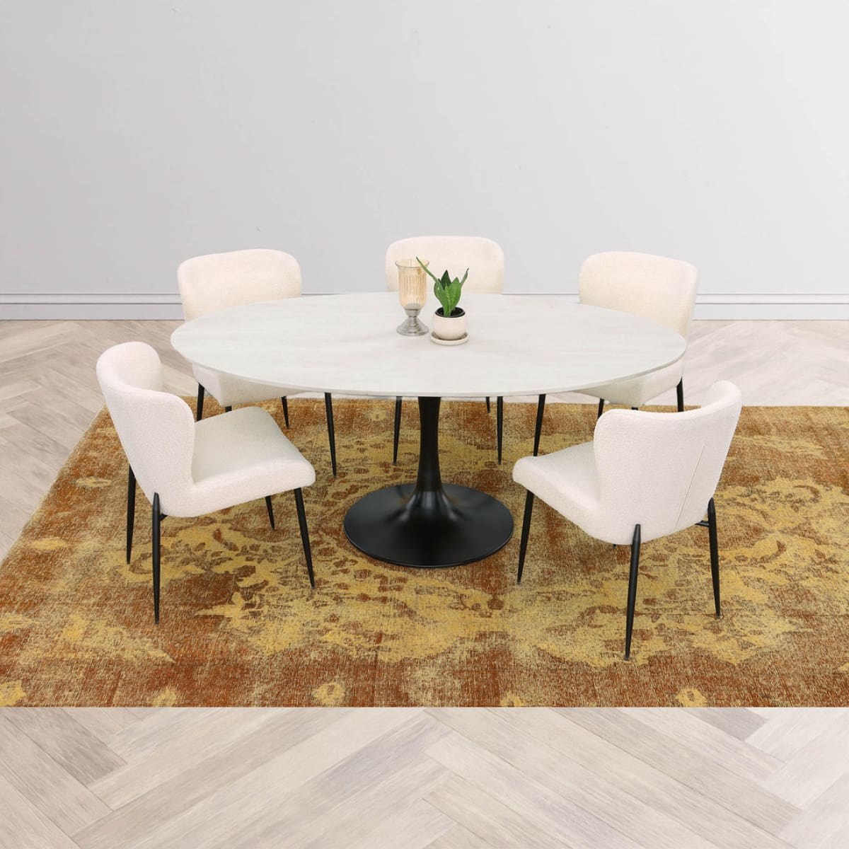 Aspen Oval Dining Table With Metal Base - lh-import-dining-tables