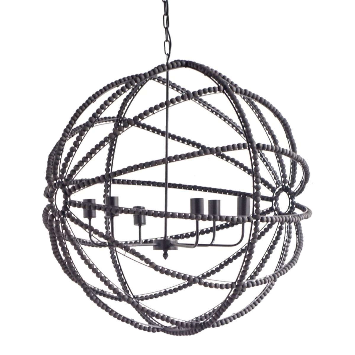 Ava Chandelier Black Metal | Black Wood - chandeliers