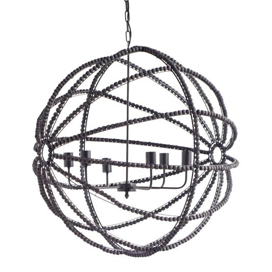 Ava Chandelier Black Metal | Black Wood - chandeliers