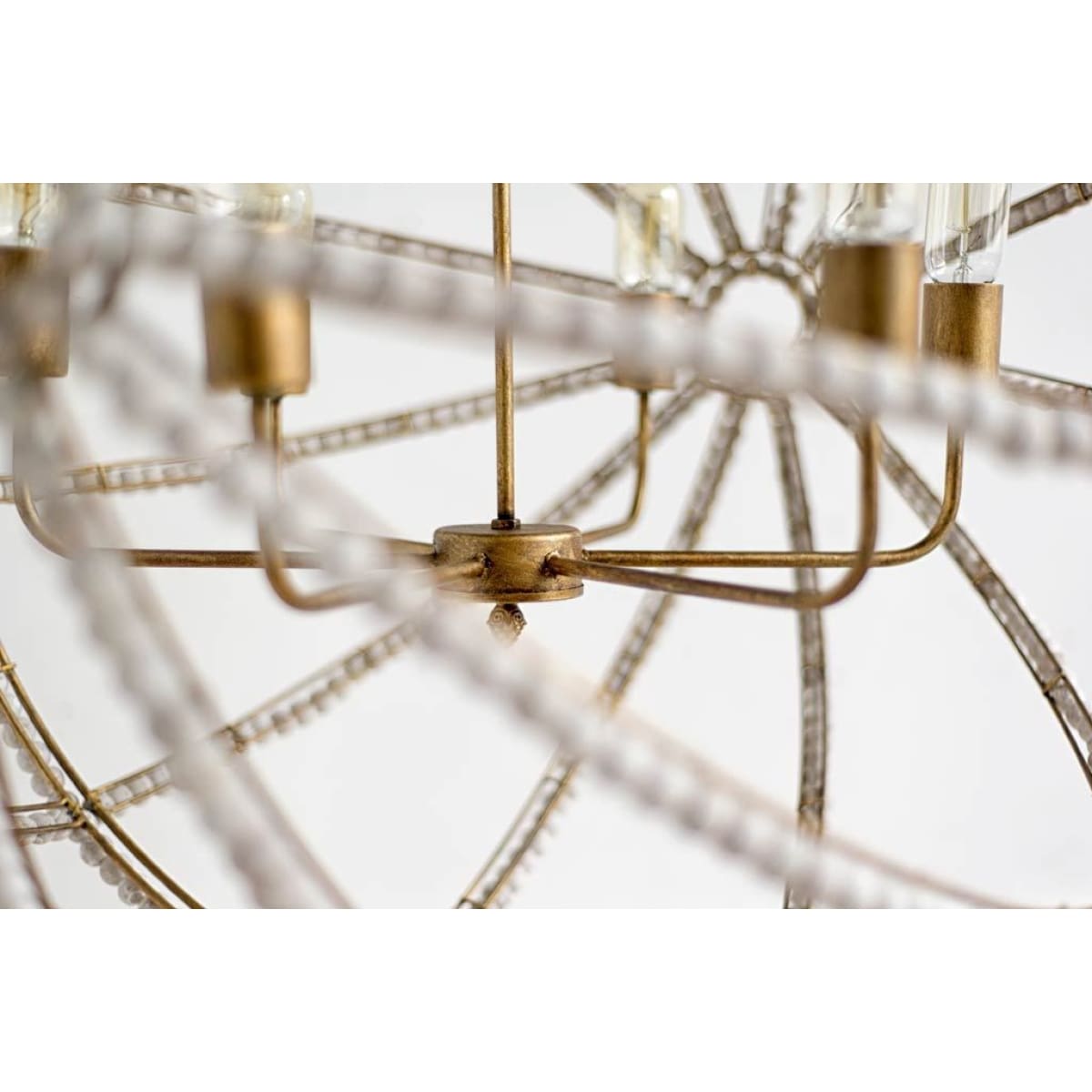 Ava Chandelier Gold Metal | White Wood - chandeliers