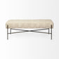 Avery Bench Off-White Fabric | Nickel Metal - benches