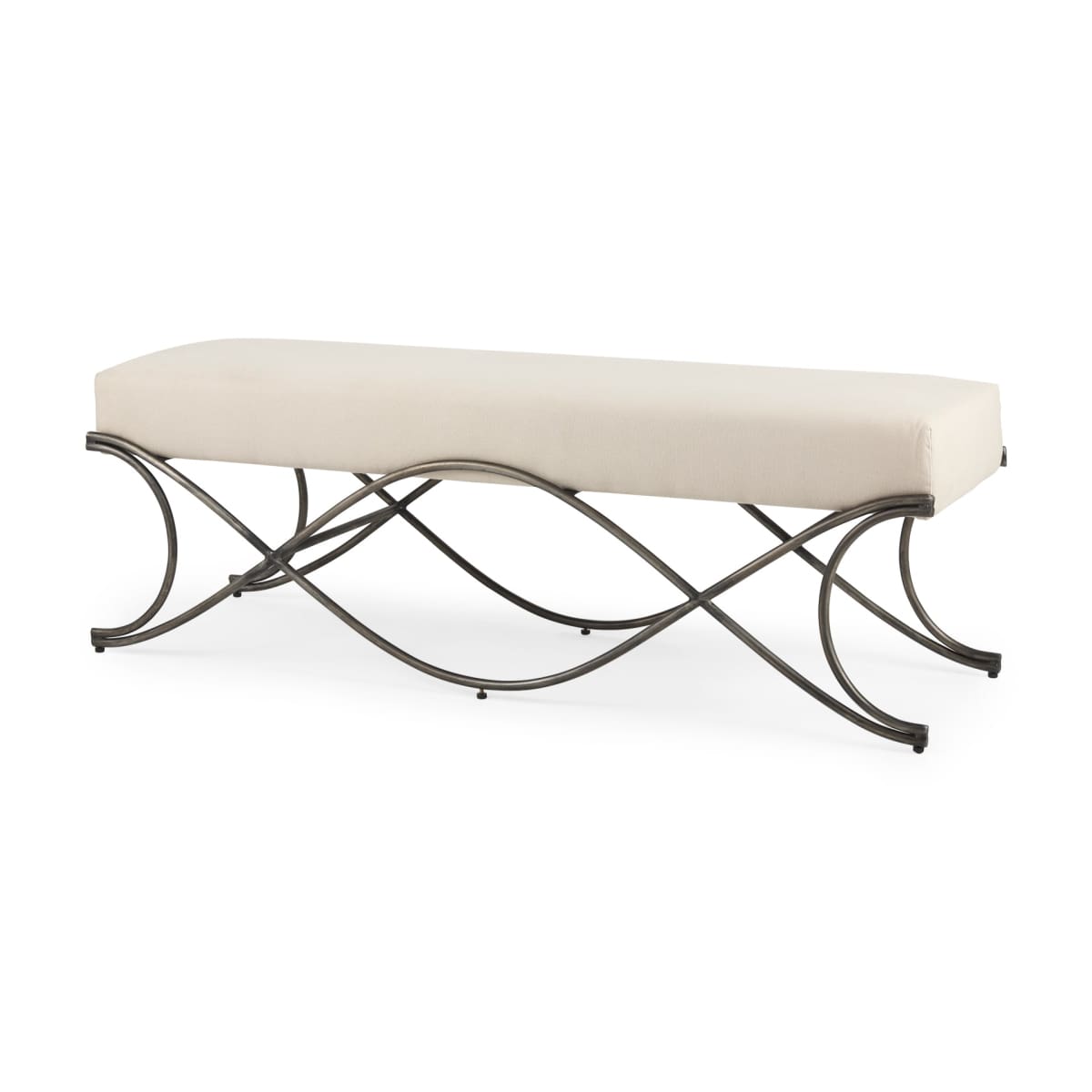 Ayla Bench Beige Twill | Antique Nickel - benches