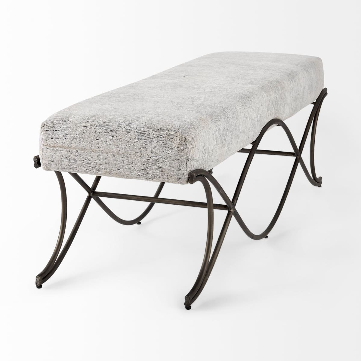 Ayla Bench Dark Gray Fabric | Nickel Metal - benches