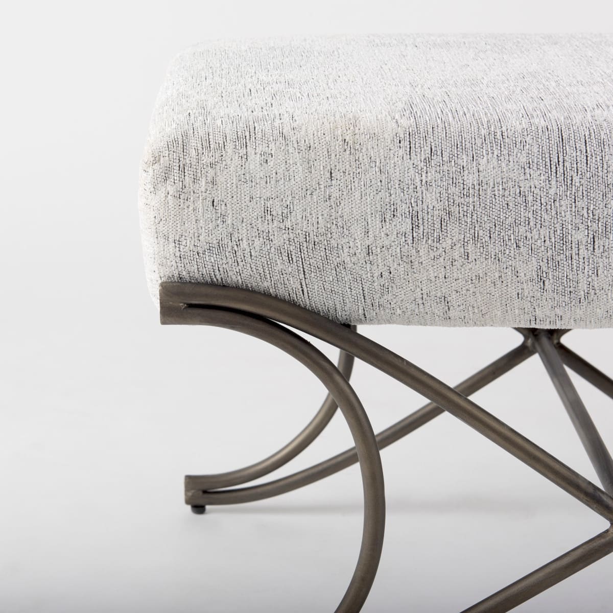 Ayla Bench Dark Gray Fabric | Nickel Metal - benches