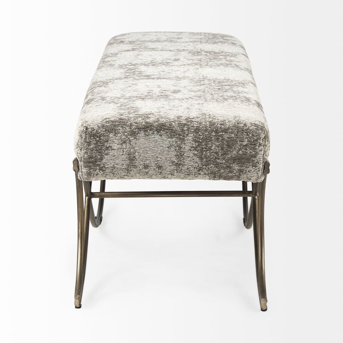 Ayla Bench Light/Dark Gray Fabric | Antique Gold - benches