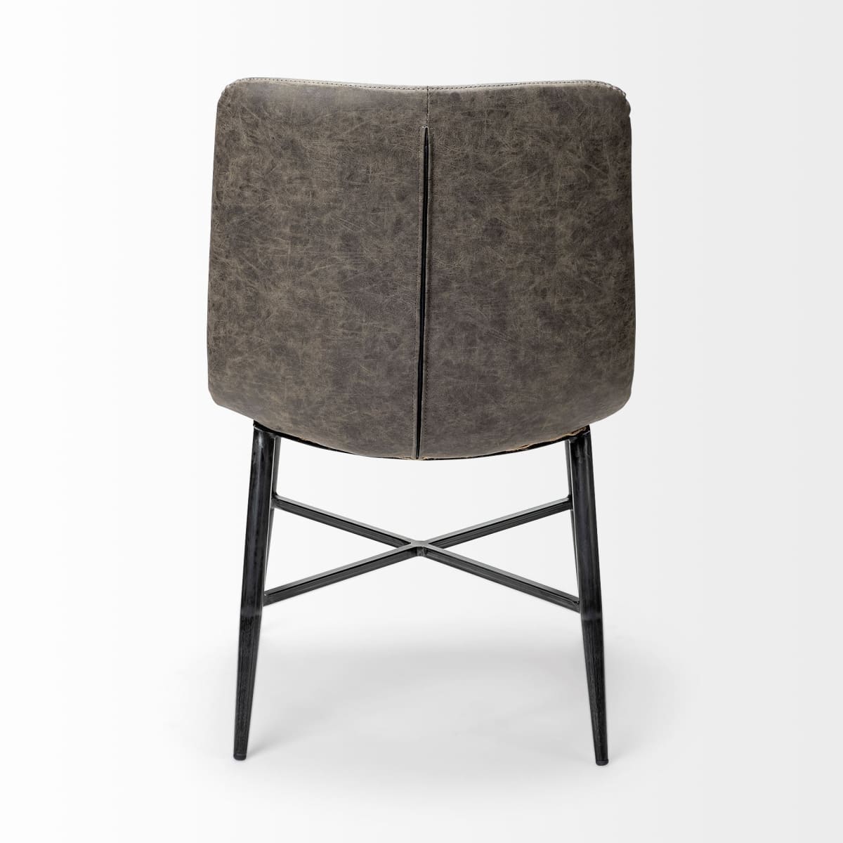 Barrow Dining Chair Brown Faux Leather | Black Metal - dining-chairs