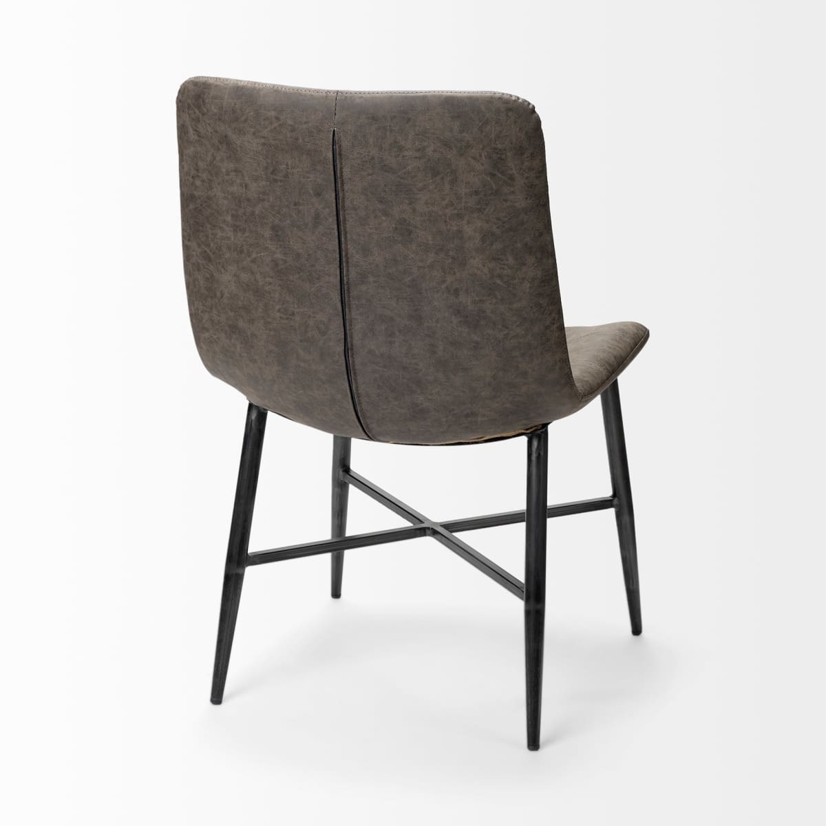 Barrow Dining Chair Brown Faux Leather | Black Metal - dining-chairs