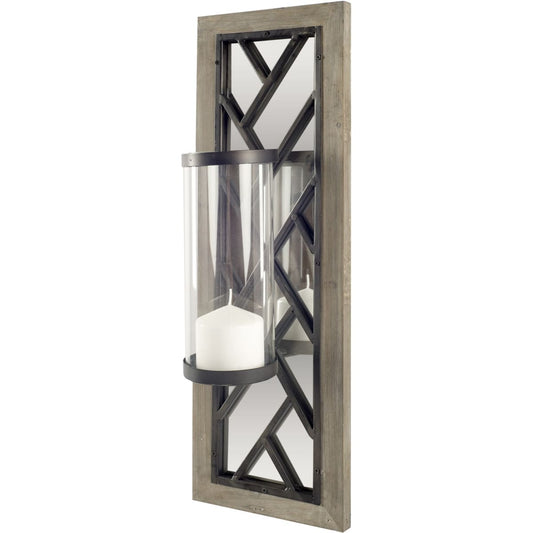 Benji Wall Candle Holder Brown Wood | Mirror - wall-candle-holders