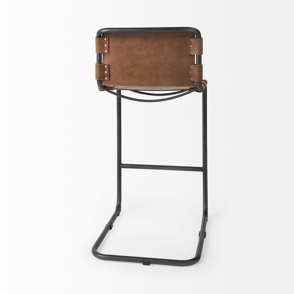 Berbick Bar Counter Stool Brown Leather | Gray Metal | Bar - bar-stools