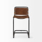 Berbick Bar Counter Stool Brown Leather | Gray Metal | Counter - bar-stools