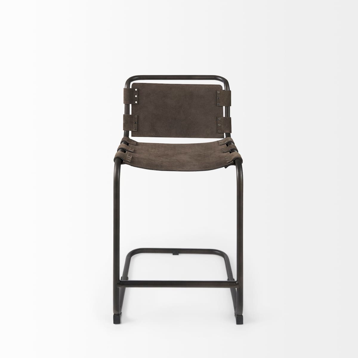 Berbick Bar Counter Stool Brown/Gray Suede | Gray Metal | Counter - bar-stools