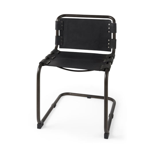 Berbick Dining Chair Black Leather | Black Metal - dining-chairs