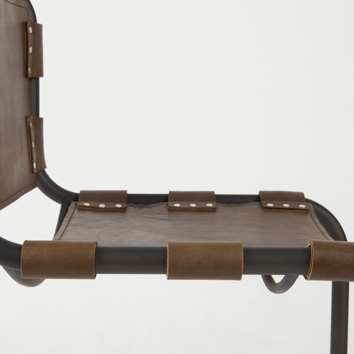 Berbick Dining Chair Brown Leather |Black Metal - dining-chairs