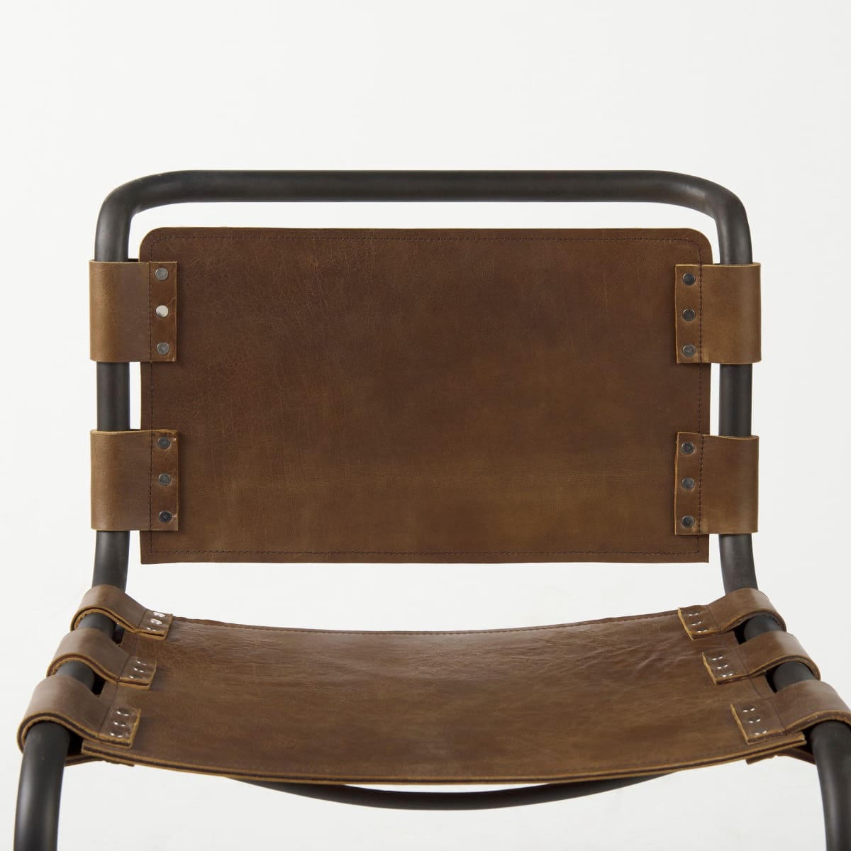 Berbick Dining Chair Brown Leather |Black Metal - dining-chairs