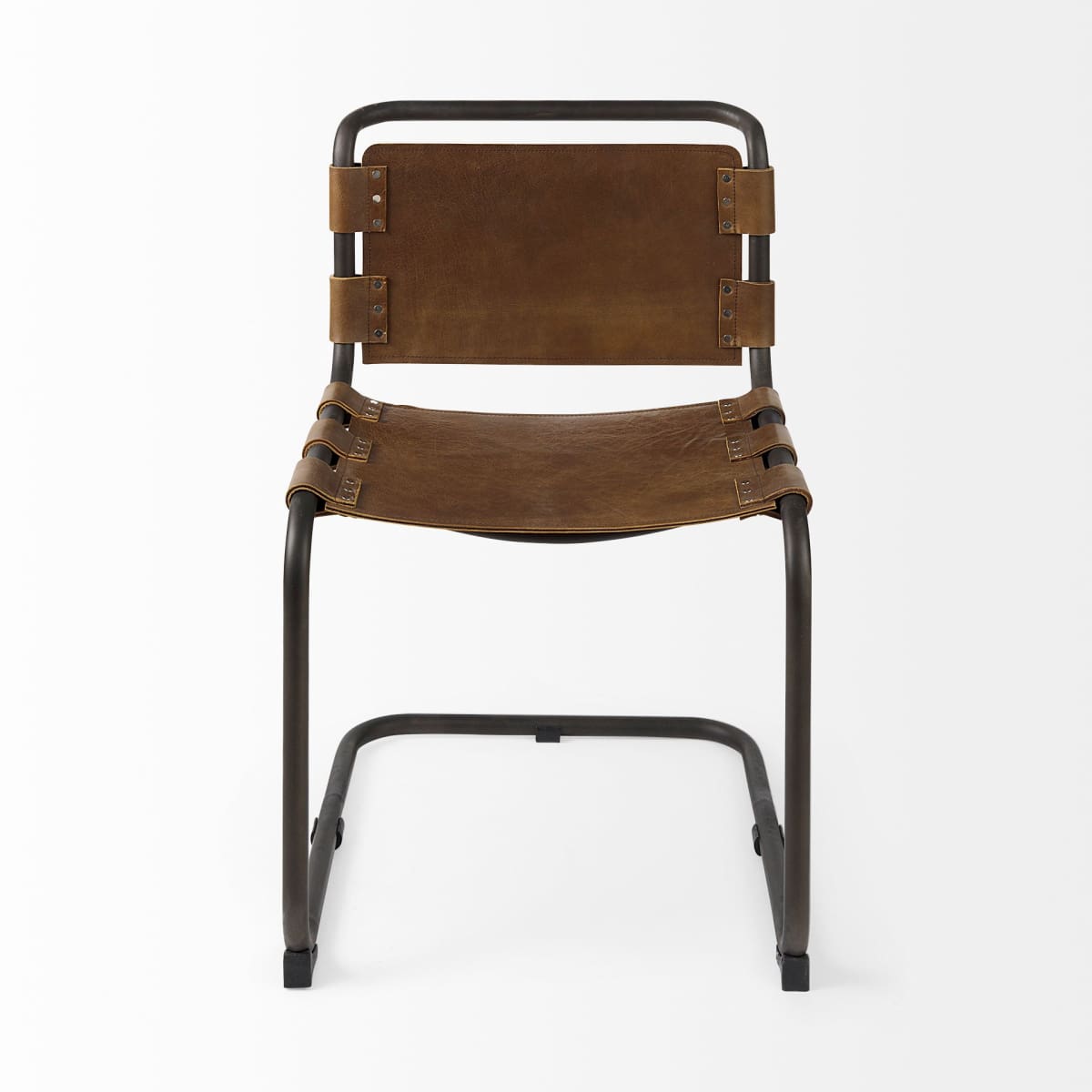 Berbick Dining Chair Brown Leather |Black Metal - dining-chairs