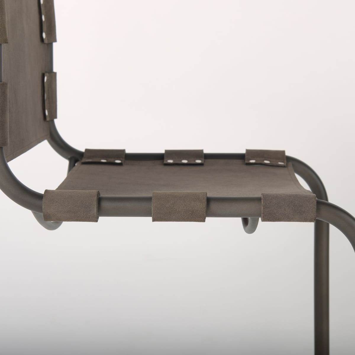 Berbick Dining Chair Brown Seude (Gray Tones)| Black Metal - dining-chairs