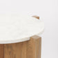 Bianca Accent Table Light Brown Wood | White Marble | Round - accent-tables