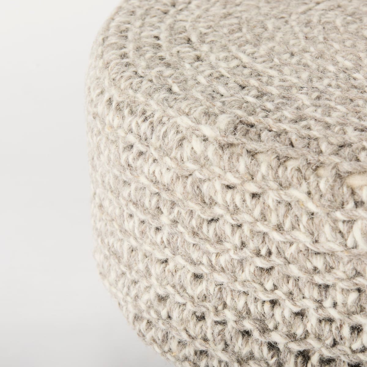 Bina Stool Taupe Wool | Brown Wood | 24L - ottoman-and-poufs