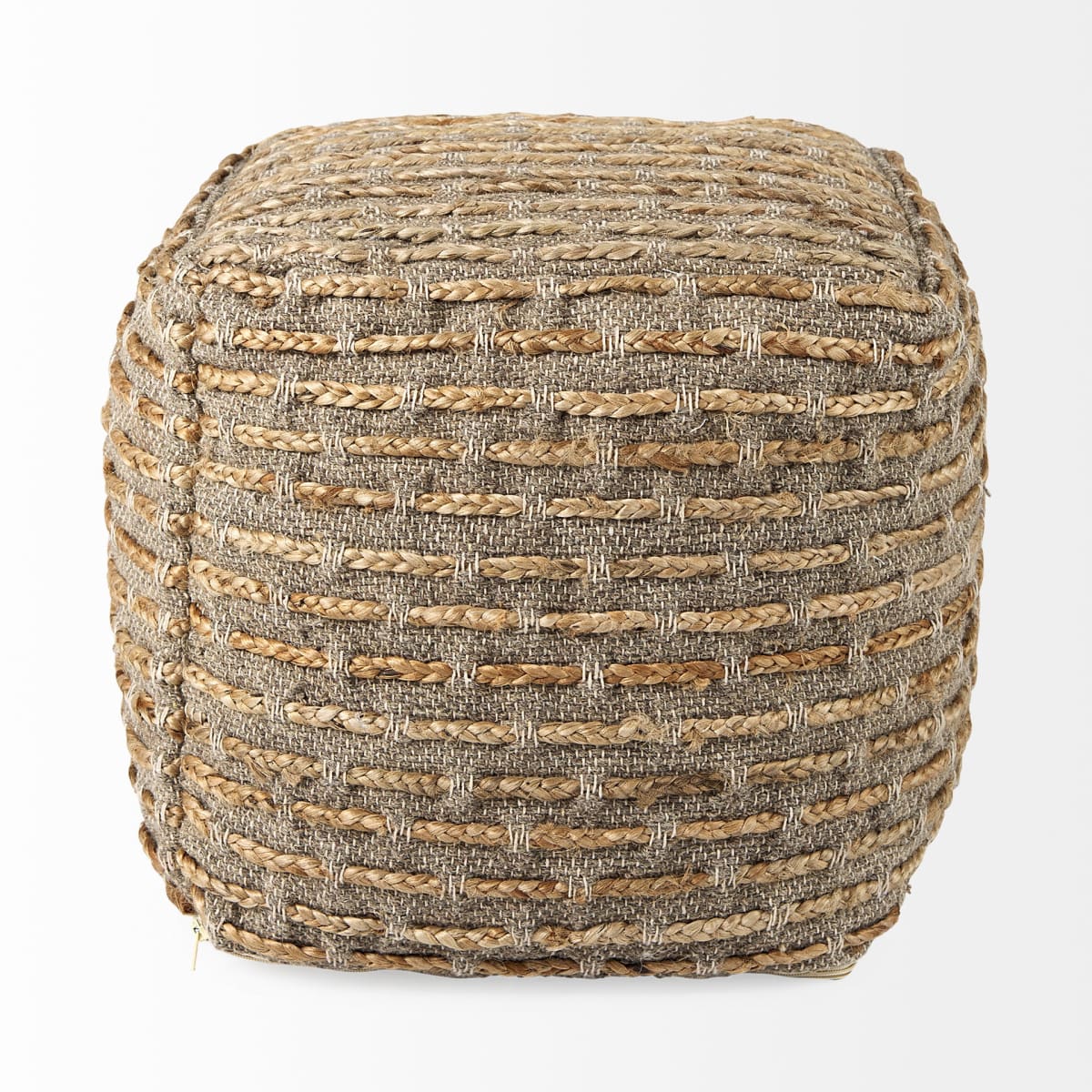 Binita Pouf Gray/Brown | Hemp/Wool/Cotton - poufs