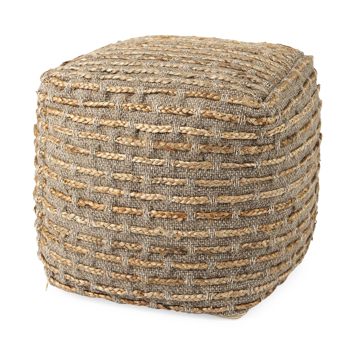 Binita Pouf Gray/Brown | Hemp/Wool/Cotton - poufs
