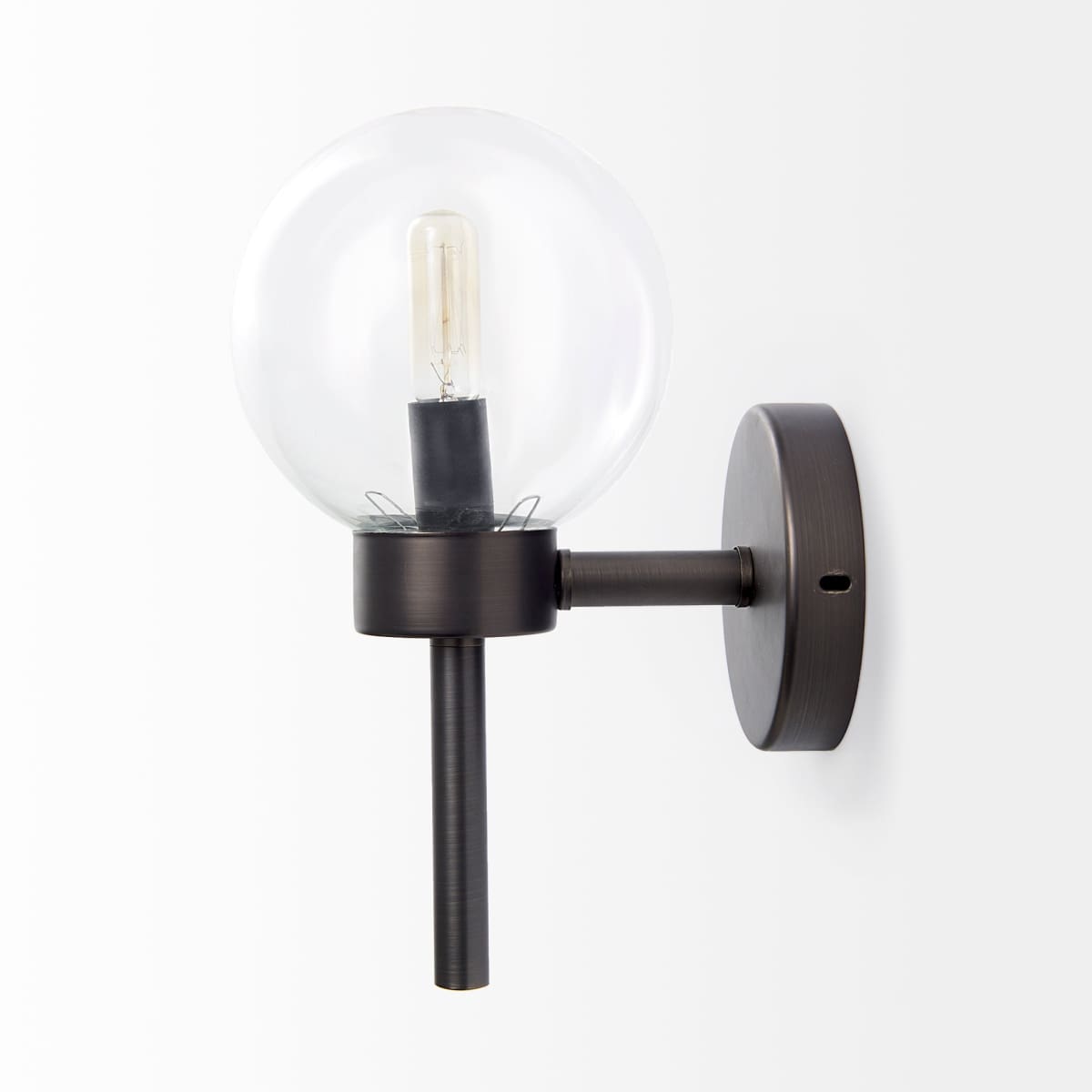 Boltern Wall Sconce Black Metal | Glass Globe - wall-fixtures