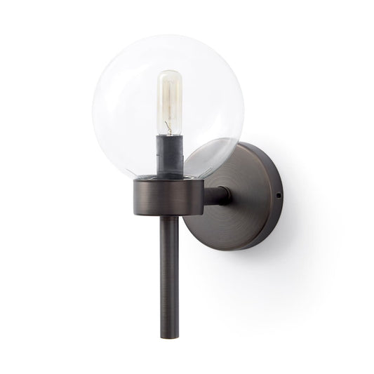 Boltern Wall Sconce Black Metal | Glass Globe - wall-fixtures